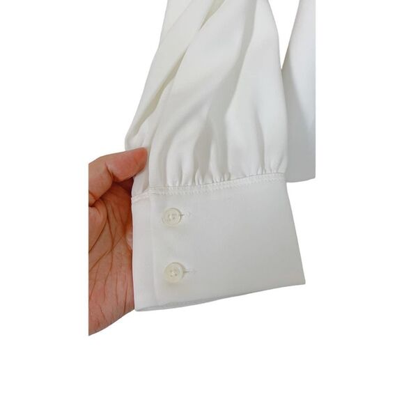 Brand new Aritzia Babaton tie front long sleeve blouse white Small - Picture 4 of 8